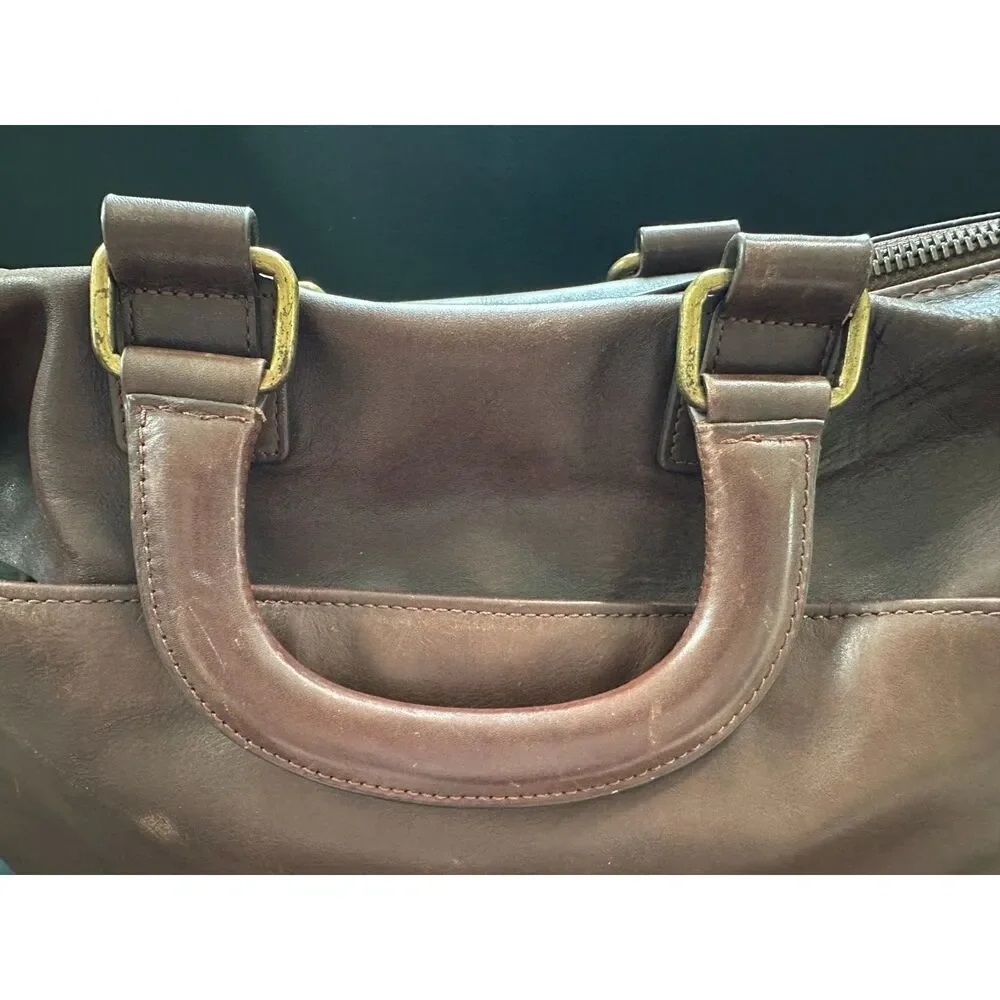 Bosca Brown Italian Leather Briefcase Men's Messenger Bag Tote Laptop Satchel